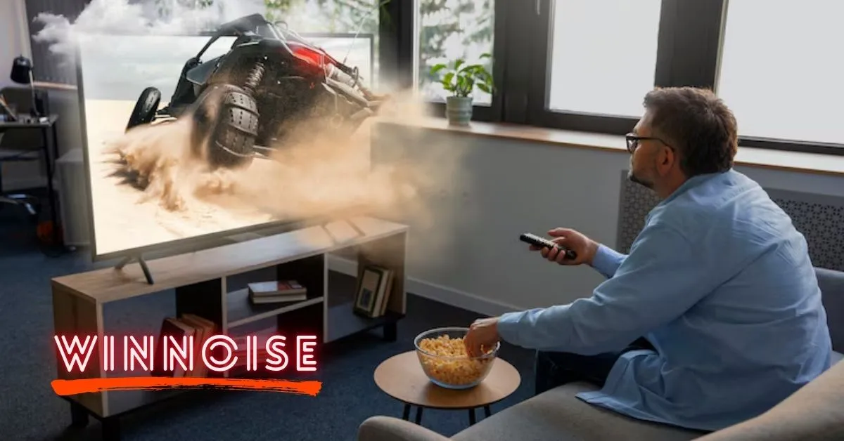 Alt-text: Winnoise free streaming homepage on laptop screen
