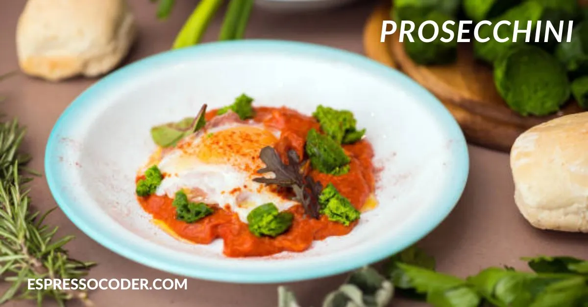 Grilled prosecchini with lemon zest and herbs on rustic Italian plate.