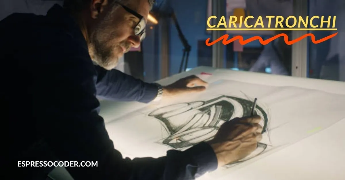 Traditional portrait next to humorous Caricatronchi reinterpretation with exaggerated features.