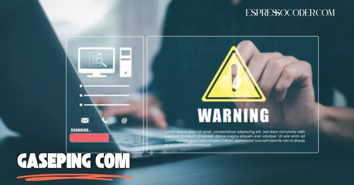 Browser security alert triggered by accessing Gaseping com website.
