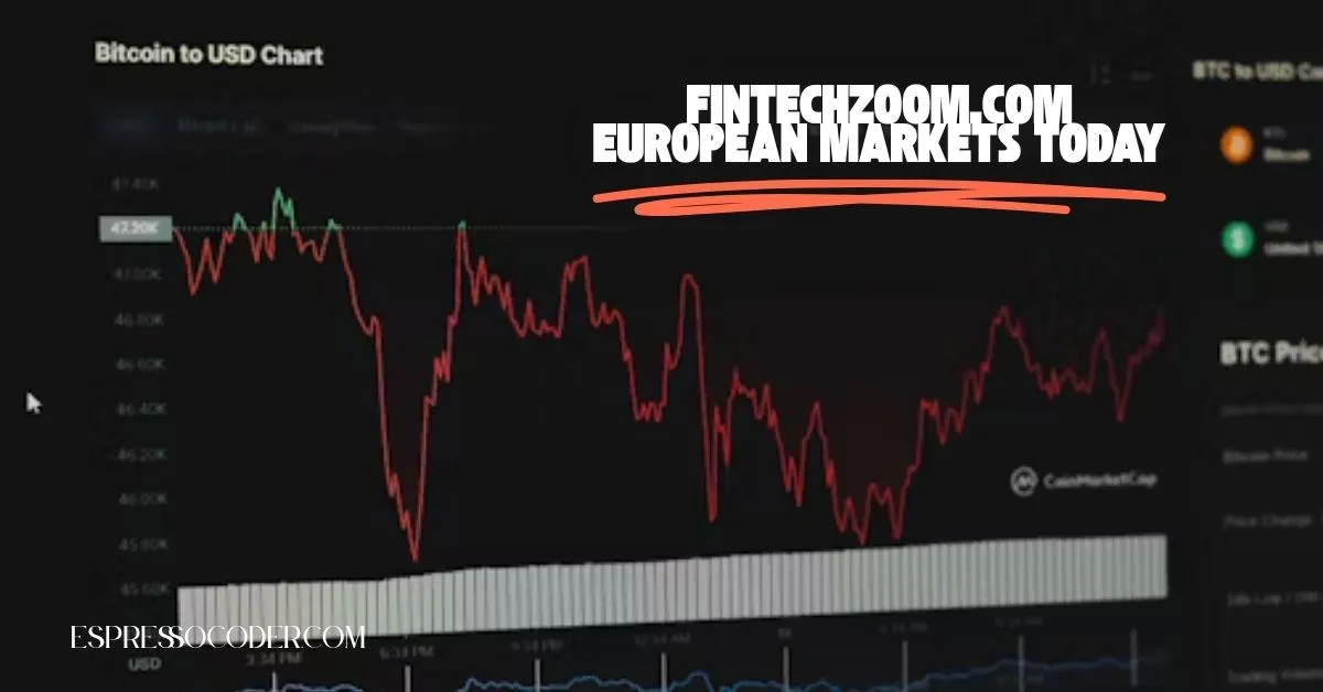 FintechZoom.com European markets dashboard showing FTSE 100 and DAX real-time index values.
