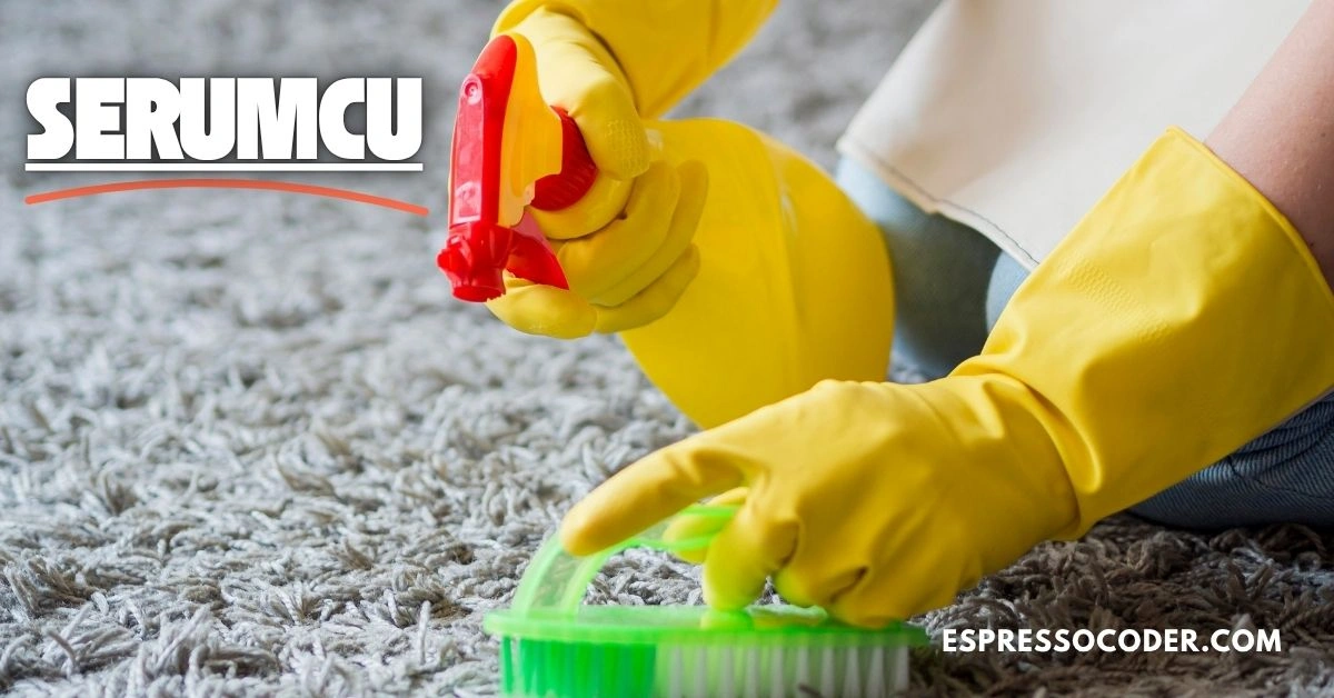 Effective stain removal with Serum CU on carpet fabric.