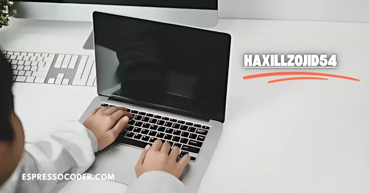 Typing haxillzojid54 code on laptop keyboard for tech experiment.