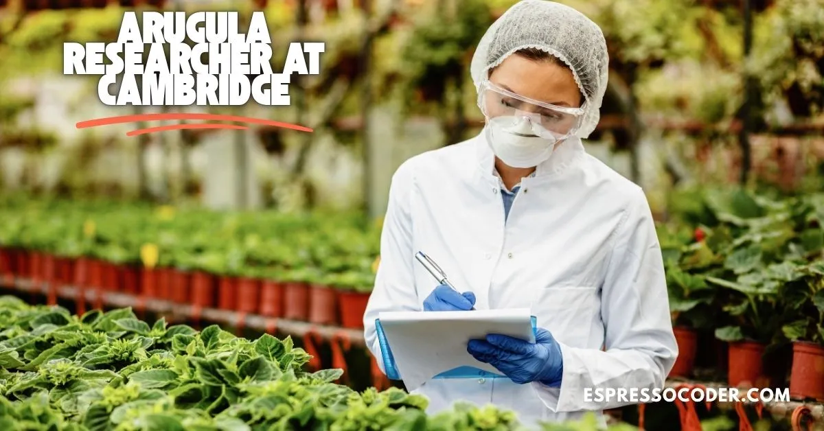 Arugula researcher at Cambridge analyzing leaf samples for nutrient and phytochemical content.