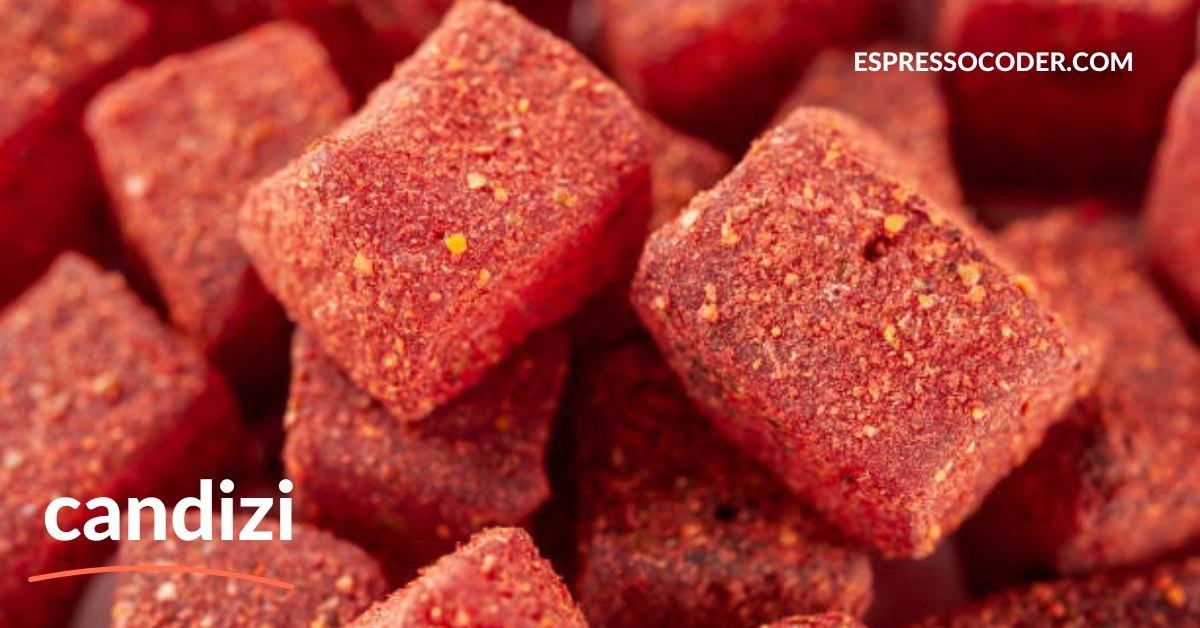 Candizi mango-chili chews showing bold color and artisan texture.