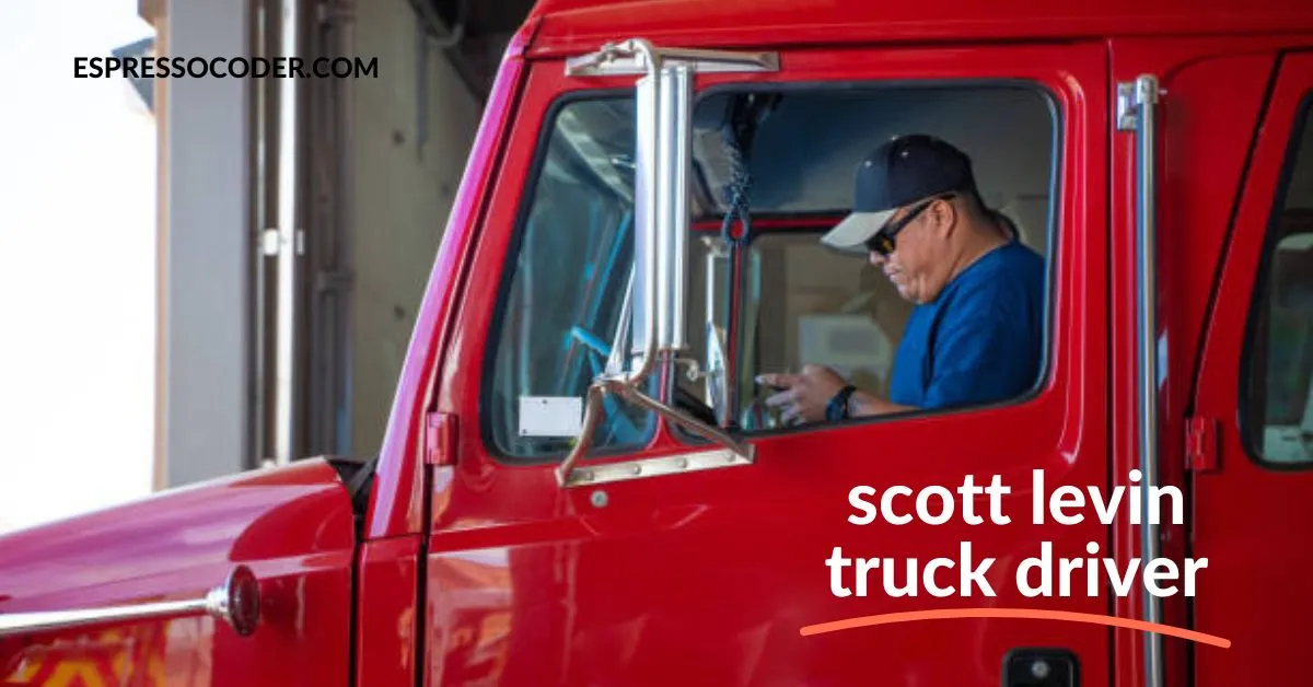 Scott Levin truck driver inspects semi-truck before long-haul trip in freight terminal.