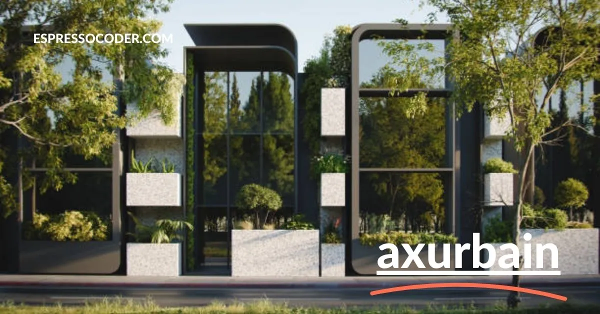 Smart modular housing with solar panels and rooftop greenery in an Axurbain-designed eco-community.