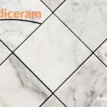 Digitally printed Sodiceram floor tile with marble-like finish and anti-slip texture..