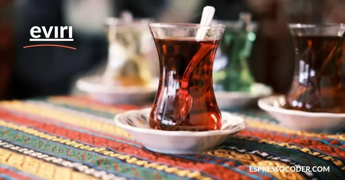 Turkish tea being served, representing hospitality and Evırı in Turkish culture.