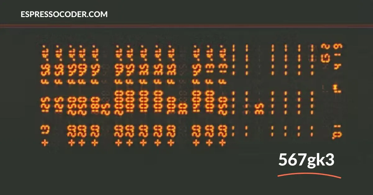567gk3 command-line string highlighted in developer terminal window, representing hidden tech code.