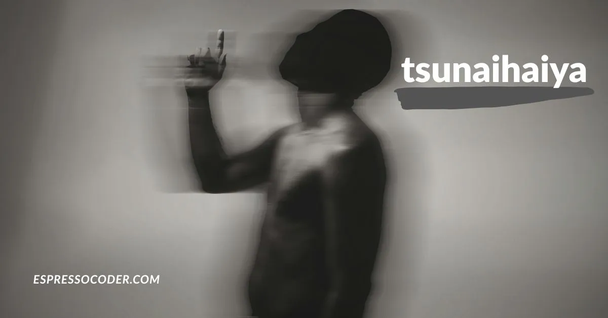 Glitch-effect silhouette representing Tsunaihaiya identity and digital emotion.
