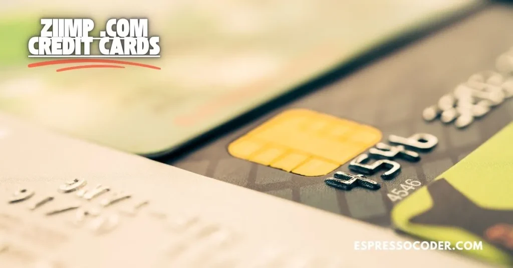 Ziimp .com credit card dashboard showing limited information and unclear terms.