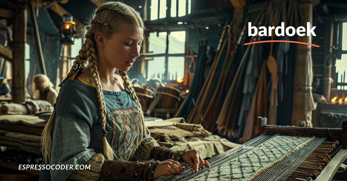 Artisan weaving authentic Bardoek textile using traditional wooden loom.