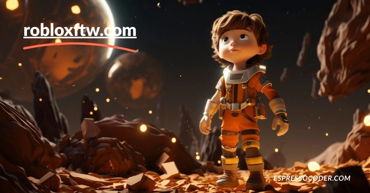Roblox player avatar exploring game world after using promo codes from robloxftw.com.
