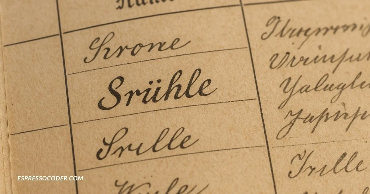 Old German genealogy record highlighting the rare surname Srühle.