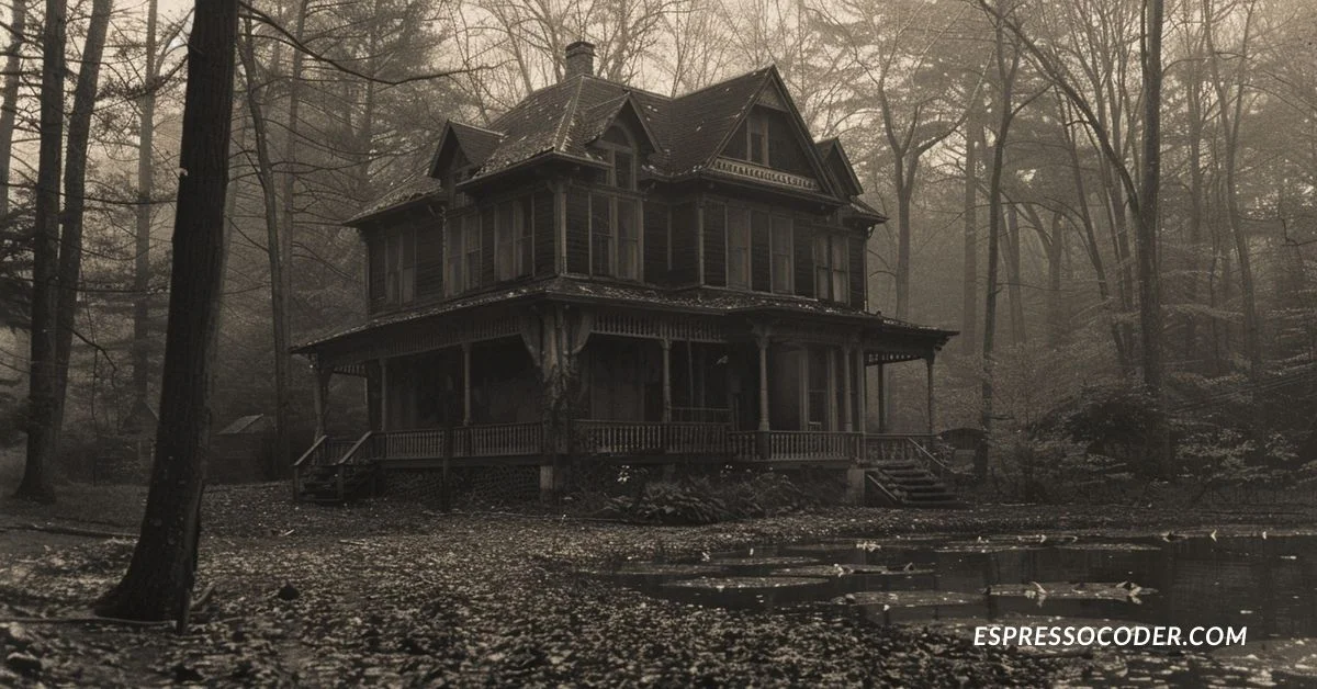 Foggy Silent Hill town street with eerie atmosphere and abandoned buildings.