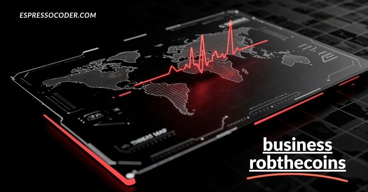 Business Robthecoins cryptocurrency platform interface with digital trading charts.