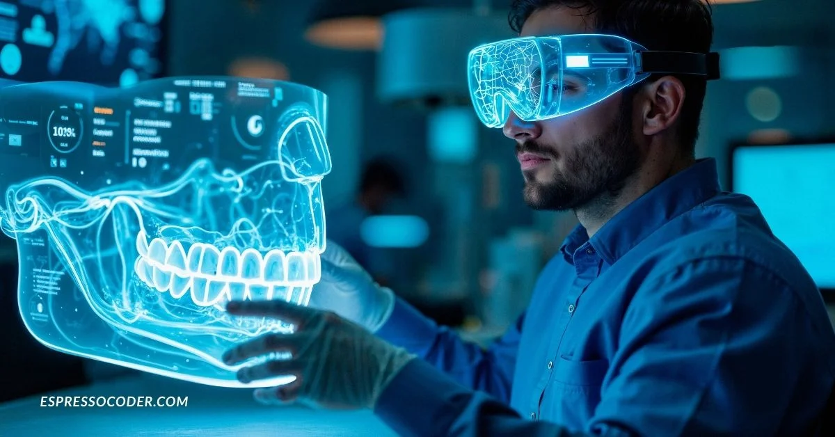 Dentist using Nerovet AI dentistry software for accurate patient diagnosis.