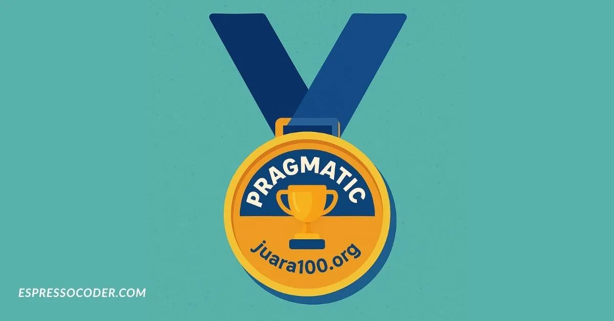 Player earning the Pragmatic Juara100.org medal after a tournament win.