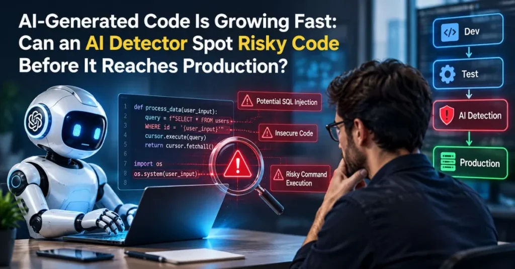 AI-Generated Code Is Growing Fast: Can an AI Detector Spot Risky Code Before It Reaches Production?